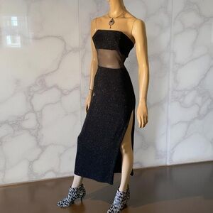 JESSICA McCINTOCK FOR GUNNE SAX  STRAPLESS SPARKLE MESH PANEL DRESS SZ 7